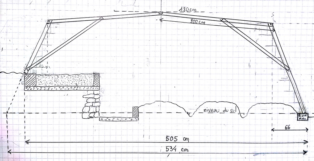 Croquis de la serre (coupe)