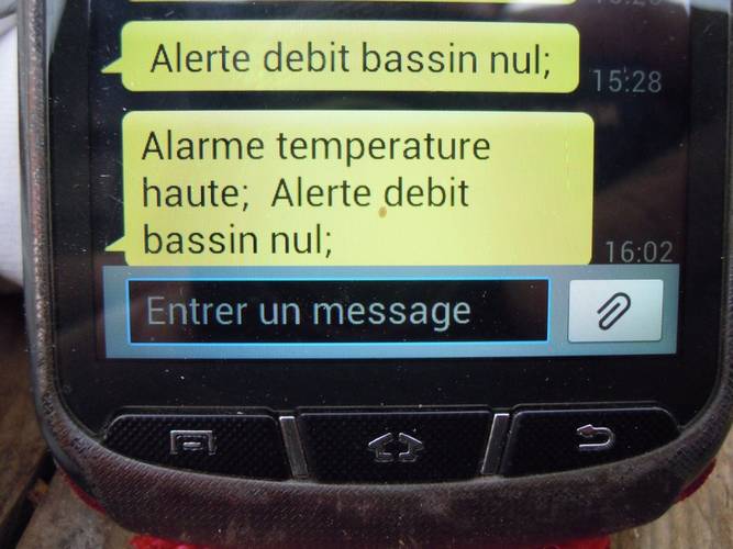 Exemple de messages d'alertes reçus par SMS sur un téléphone portable