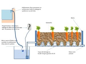 Système de culture avec flux et reflux.
